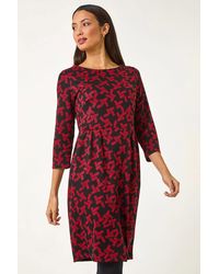 Roman - Geometric Pleated Pocket Shift Dress - Lyst