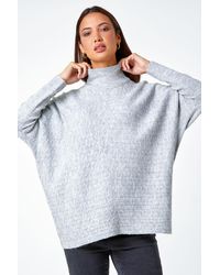 Roman - Cable Knit Roll Neck Stretch Longline Jumper - Lyst