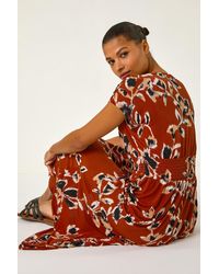 Roman - Abstract Stretch Ruched Waist Maxi Dress - Lyst