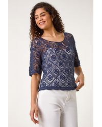 Roman - Cotton Crochet T-Shirt - Lyst
