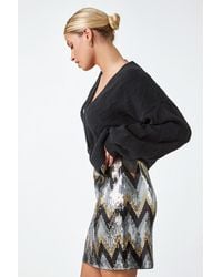 D.u.s.k - Zig Zag Sequin Elastic Waist Stretch Skirt - Lyst