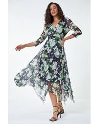 D.u.s.k - Abstract Stretch Mesh Hanky Hem Wrap Dress - Lyst