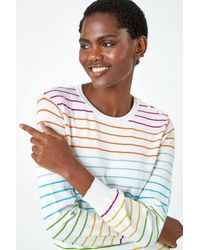 Roman - Stripe Print Button Detail Jumper - Lyst