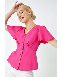D.u.s.k - Linen Button Through Blouse - Lyst