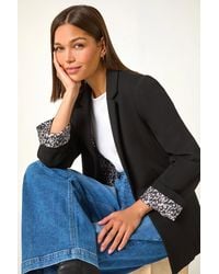 Roman - Animal Print Lined Stretch Blazer - Lyst