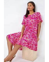 Roman - Abstract Print Tiered Smock Dress - Lyst