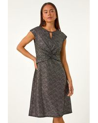 Roman Petite - Shimmer Knot Waist Keyhole Dress - Lyst