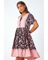 Roman - Floral Border Print Smock Skater Dress - Lyst