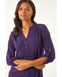 Roman - Metallic Linear Floral Stretch Shirt - Lyst