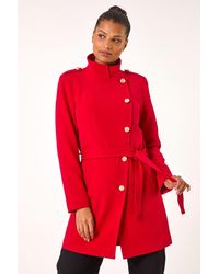 Roman - Funnel Neck Buttoned Coat - Lyst