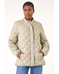 Roman - Diamond Quilted Funnel Coat - Lyst