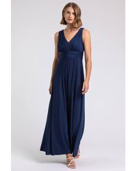 Roman - Ruched Sleeveless Stretch Maxi Dress - Lyst