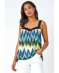 Roman - Contrast Zig Zag V-Neck Stretch Cami Top - Lyst