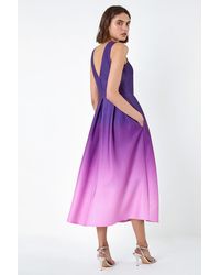 Roman - Ombre Pleated Luxe Stretch Midi Dress - Lyst