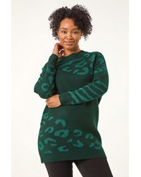 Roman Petite - Animal Print Longline Stretch Jumper - Lyst