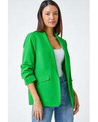 Roman - Ruched 3/4 Sleeve Stretch Blazer - Lyst