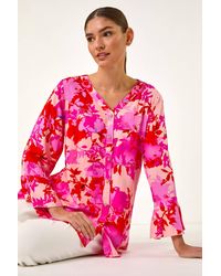 Roman - Floral Print Flare Sleeve Blouse - Lyst