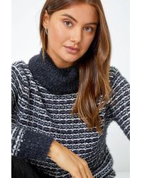 Roman - Textured High Neck Knit Jumper - Lyst