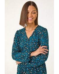 Roman - Abstract Printed V-Neck Tunic Top - Lyst