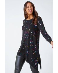 Roman - Longline Metallic Spot Asymmetric Jumper - Lyst