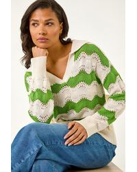 Roman - Wave Polo Knit Jumper - Lyst