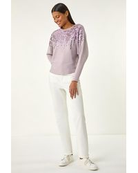 Roman - Sequin Drop Knit Jumper - Lyst
