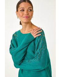 Roman - Hotfix Embellished Sleeve Knit Jumper - Lyst