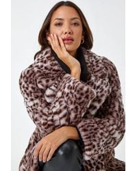 Roman - Premium Animal Print Faux Fur Coat - Lyst