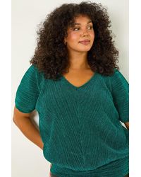Roman Curve - Metallic Plisse Banded Top - Lyst