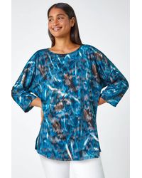 Roman - Metallic Abstract Print Oversized Tunic T-Shirt - Lyst