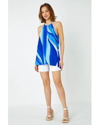 Roman - Swirl Print Halter Neck Top - Lyst