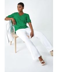 Roman - Polka Dot Shirred V-Neck Top - Lyst