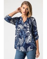 Roman - Paisley Puff Print Notch Neck Top - Lyst