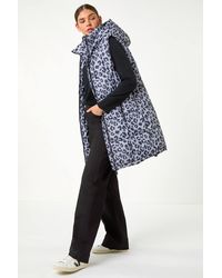 Roman - Animal Print Longline Quilted Gilet - Lyst