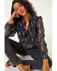 D.u.s.k - Foil Print Tie Front Neck Top - Lyst