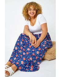 Roman Curve - Floral Print Elastic Waist Maxi Skirt - Lyst