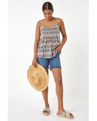 Roman - Abstract Print Pleat Front Cami Top - Lyst
