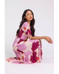 Roman - Floral Frill Hem Wrap Midi Dress - Lyst
