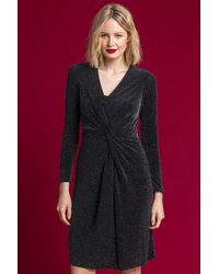 Roman - Sparkle Embellished Twist Front Ruched Dress - Lyst