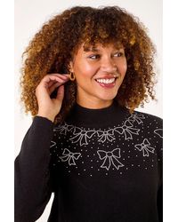 Roman - Bow Detail Hotfix Knit Jumper - Lyst