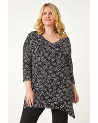Roman Curve - Floral Print V-Neck Tunic - Lyst