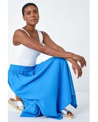 Roman - Textured Cotton Elastic Waist A Line Maxi Skirt - Lyst