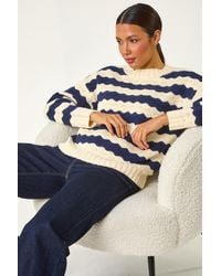 Roman - Wave Colour Block Knit Jumper - Lyst