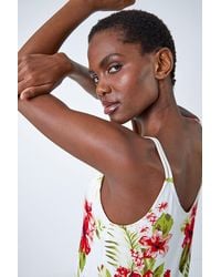 Roman - Tropical Print V-Neck Strap Detail Cami Top - Lyst