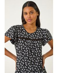 Roman - Floral Print Ladder Trim Top - Lyst