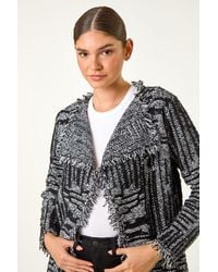 Roman - Textured Fringe Collar Detail Cardigan - Lyst