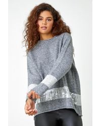 Roman - Sequin Colour Block Knit Jumper - Lyst