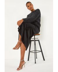 Roman - Velvet Elastic Waist Tulip A-Line Skirt - Lyst