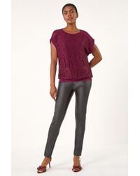 Roman - Lace Front Stretch Jersey Top - Lyst
