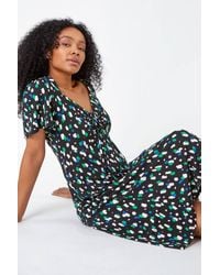 Roman Petite - Spot Ruched Stretch Midi Dress - Lyst